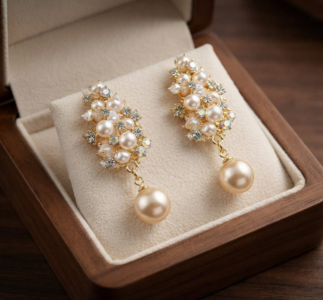 Aretes Elegantes de Flor y Perla
