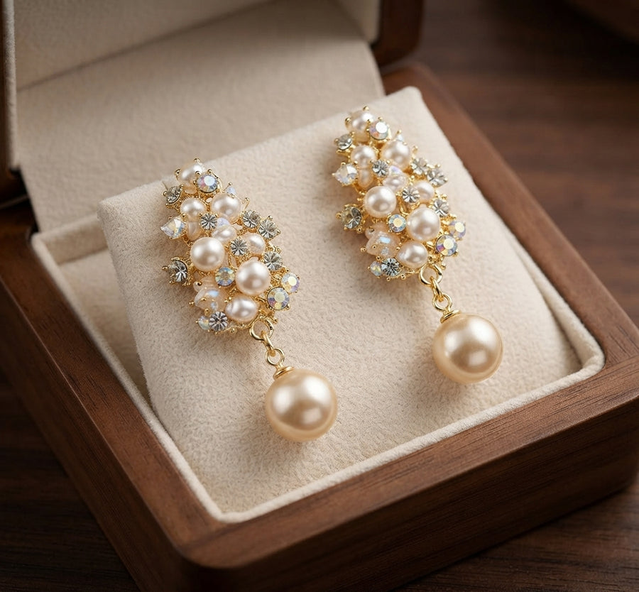 Aretes Elegantes de Flor y Perla