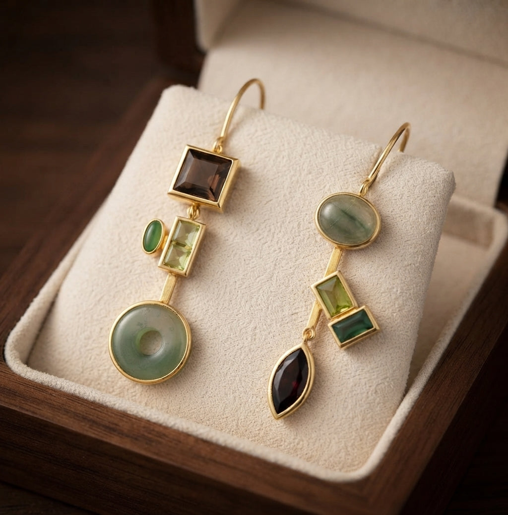 Aretes Colgantes de Cristal Bosque Vintage