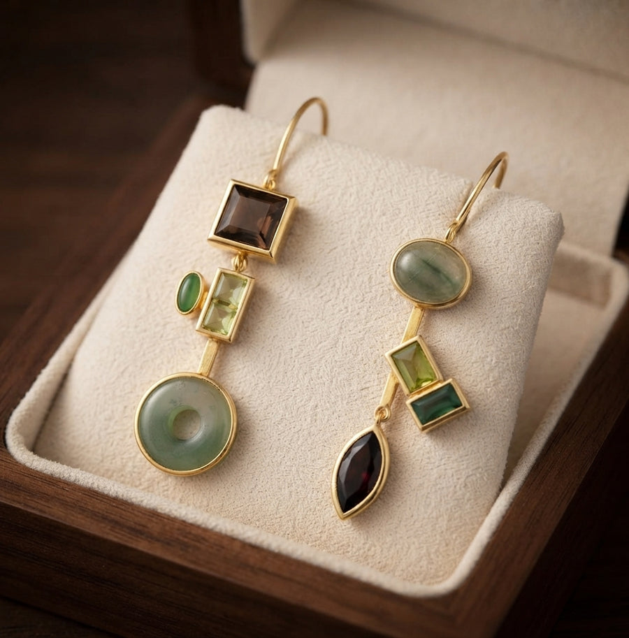 Aretes Colgantes de Cristal Bosque Vintage