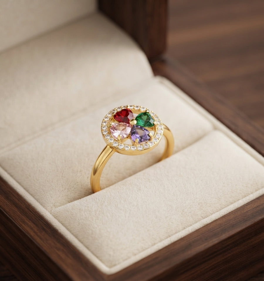 Anillo Giratorio de Corazones Ola de Color