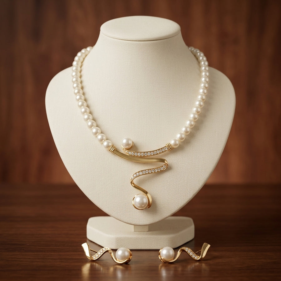 Set de Collar + Aretes de Perla Natural