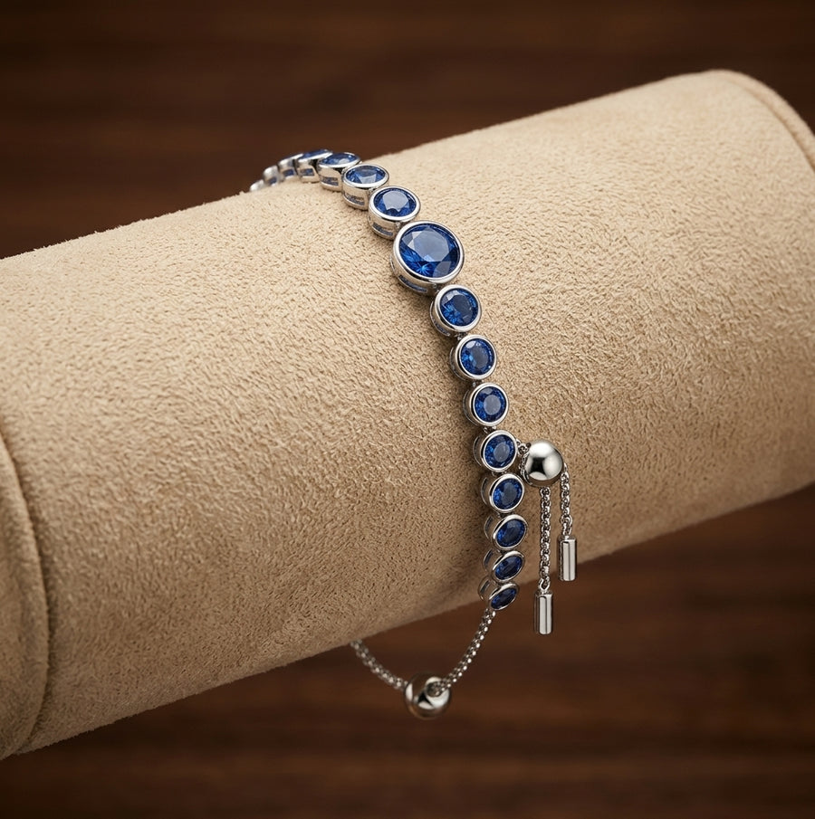 Pulsera de Tenis de Zafiro Corte Redondo