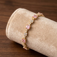 Pulsera de Tenis Cuadrada Rosada
