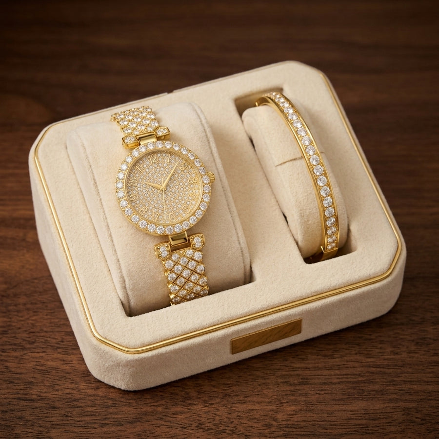 Set de Reloj y Pulsera Resplandor de Lujo