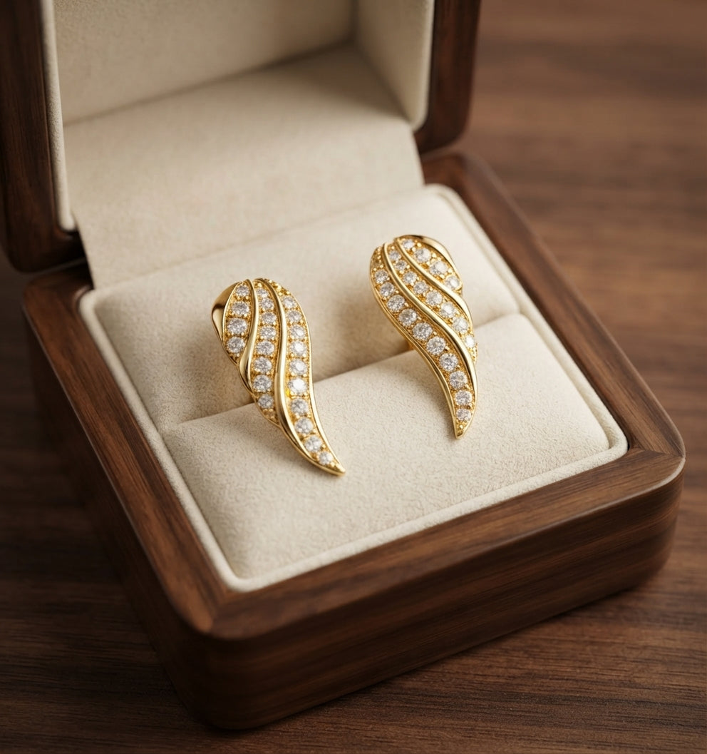 Aretes de Hoja Pavé Modernos