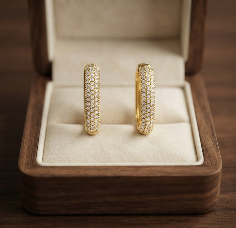 Aretes de Aro Icono Pavé