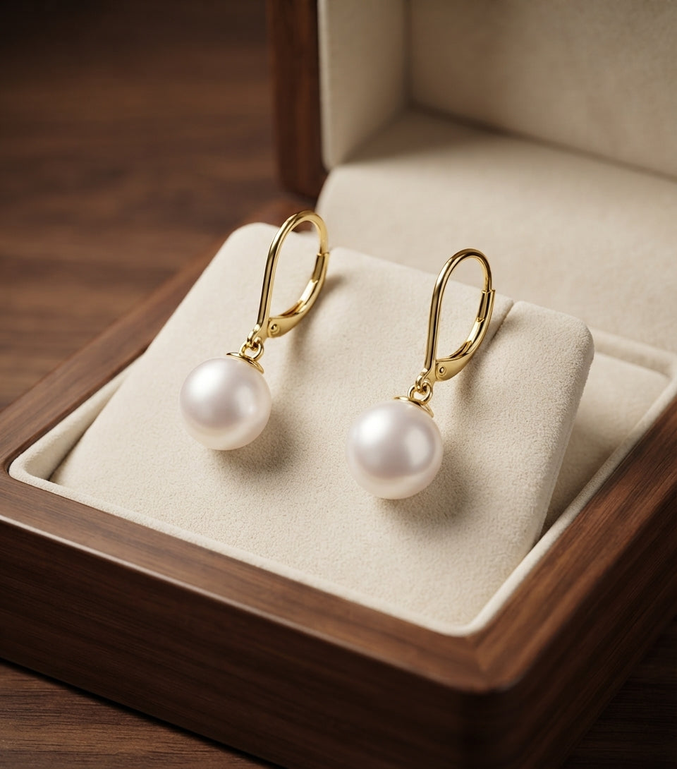 Aretes Colgantes de Perla