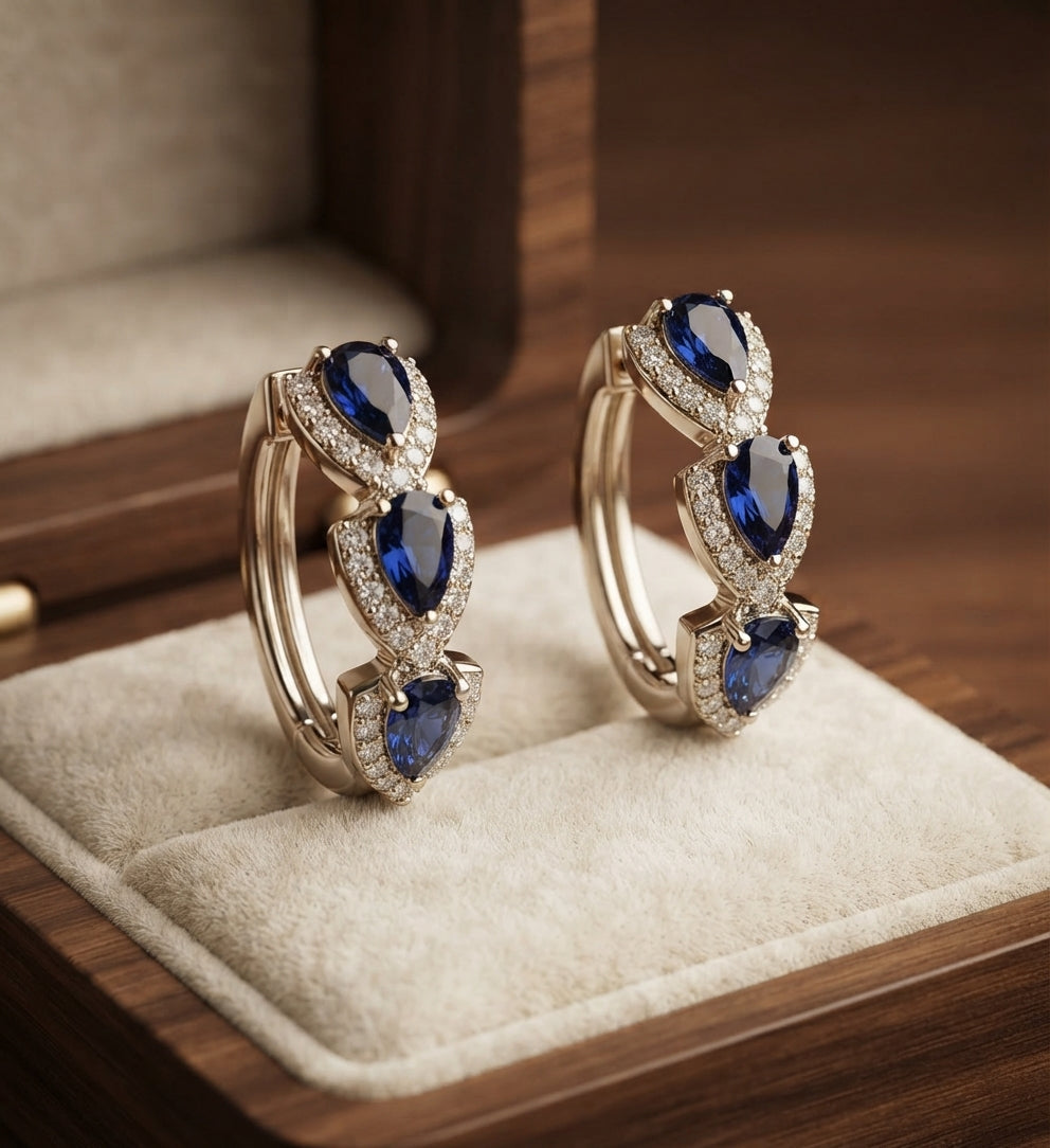 Aretes Cresta de Zafiro Real