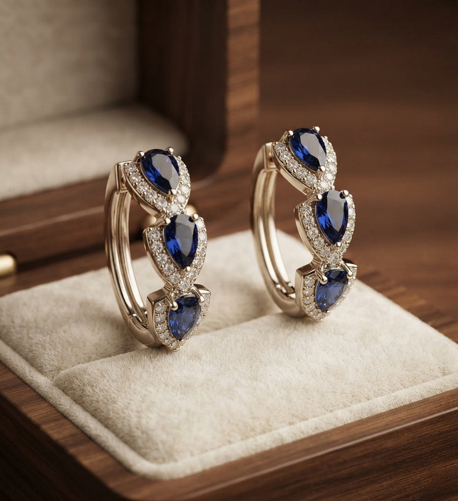 Aretes Cresta de Zafiro Real