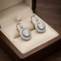 Aretes de Zirconia en Plata Vintage