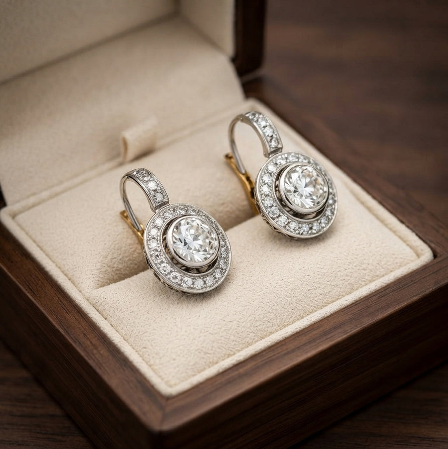 Aretes de Zirconia en Plata Vintage