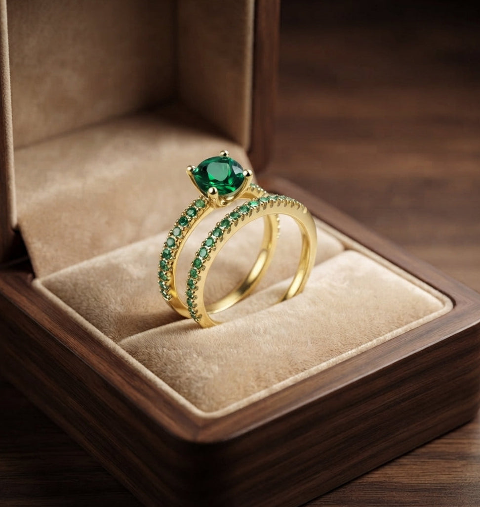 Set de Anillos Serena Dúo de Esmeralda