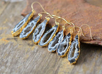 Aretes de Gota de Geoda Drusa