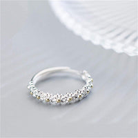 Anillo Ajustable de Margarita en Plata y Esmalte Pintado a Mano