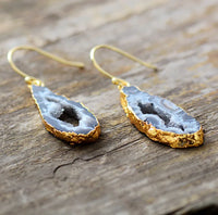 Aretes de Gota de Geoda Drusa