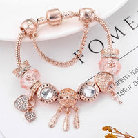 Pulsera Atrapasueños Rosa con Charms Incluidos en Plata Esterlina