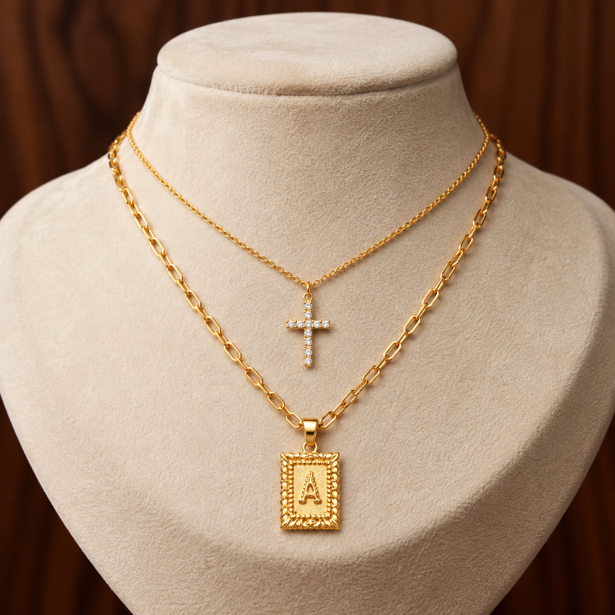 Set de Collares de Inicial y Cruz