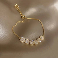 Pulsera de Lujo Ajustable con Zirconia en Oro