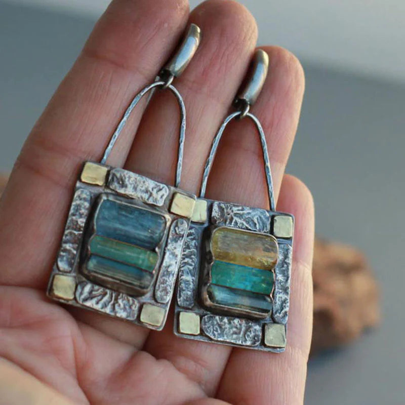 Aretes de Cristal Azul y Verde