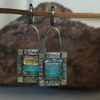 Aretes de Cristal Azul y Verde