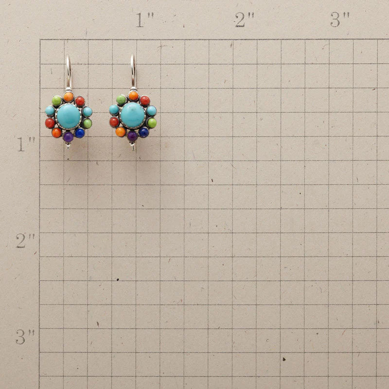 Aretes Redondos de Turquesa Multicolor