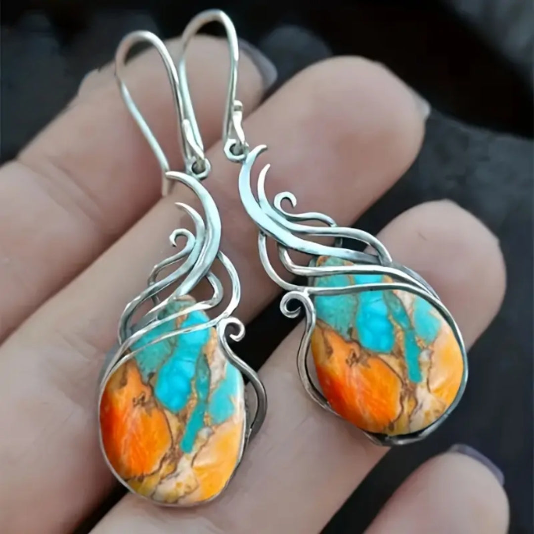 Aretes Colgantes de Piedra Preciosa Brillantes