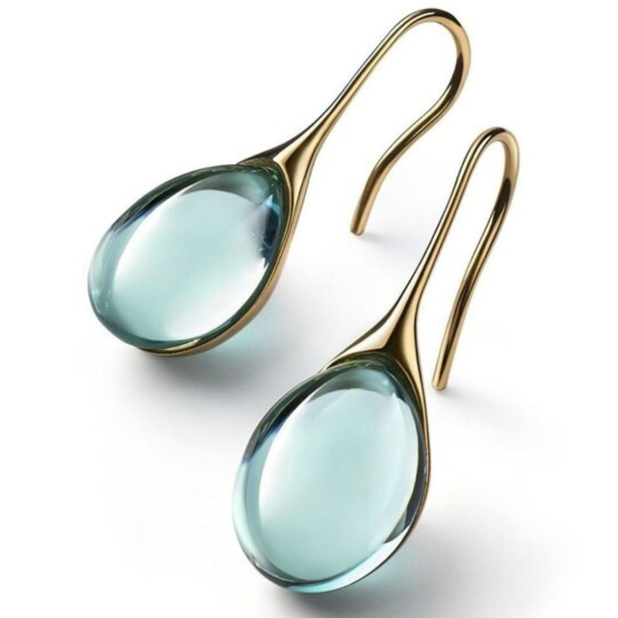 Aretes Colgantes de Cristal en Oro y Plata