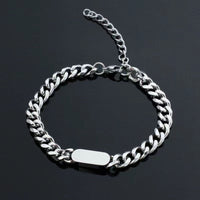 Pulsera de Cadena Cubana con Placa