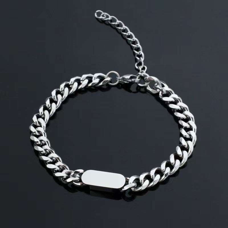 Pulsera de Cadena Cubana con Placa