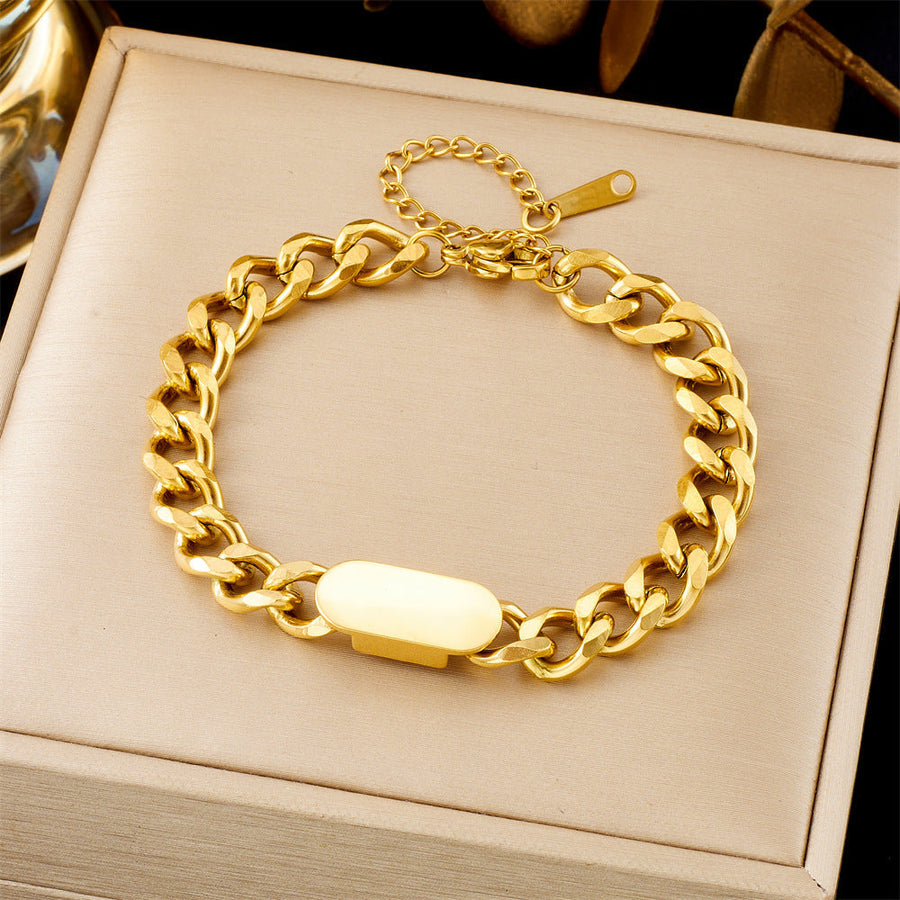 Pulsera de Cadena Cubana con Placa