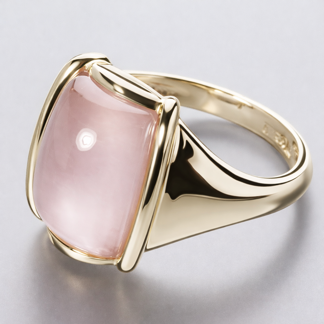 Anillo Vintage Cuadrado Rosa Dorado