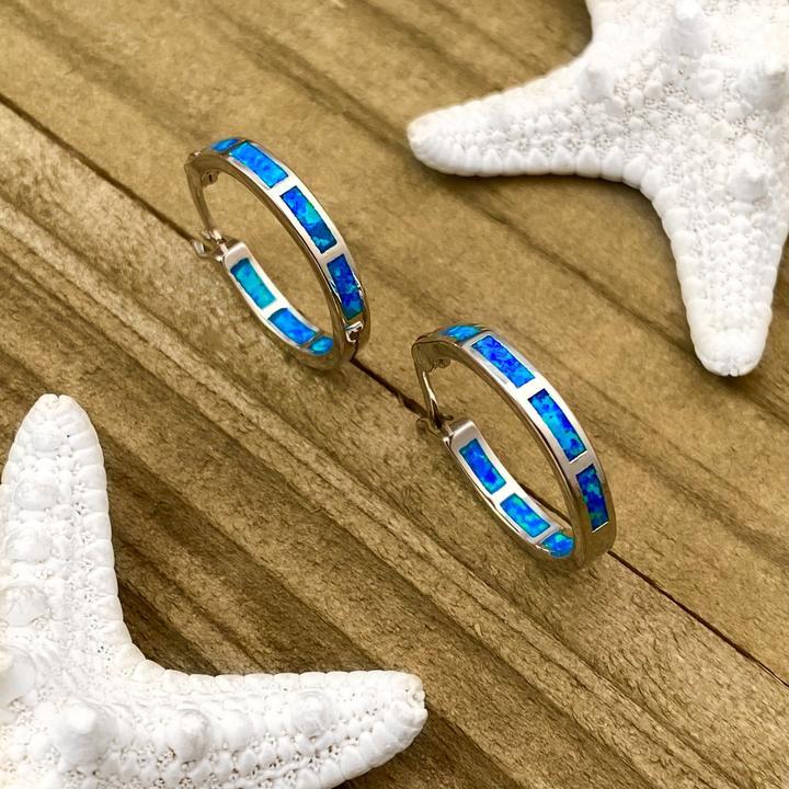 Aretes de Lujo Inspirados en el Océano en Plata y Ópalo