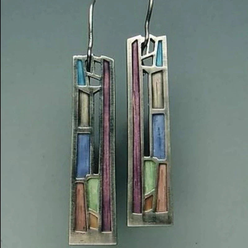 Aretes Vintage Coloridos en Plata