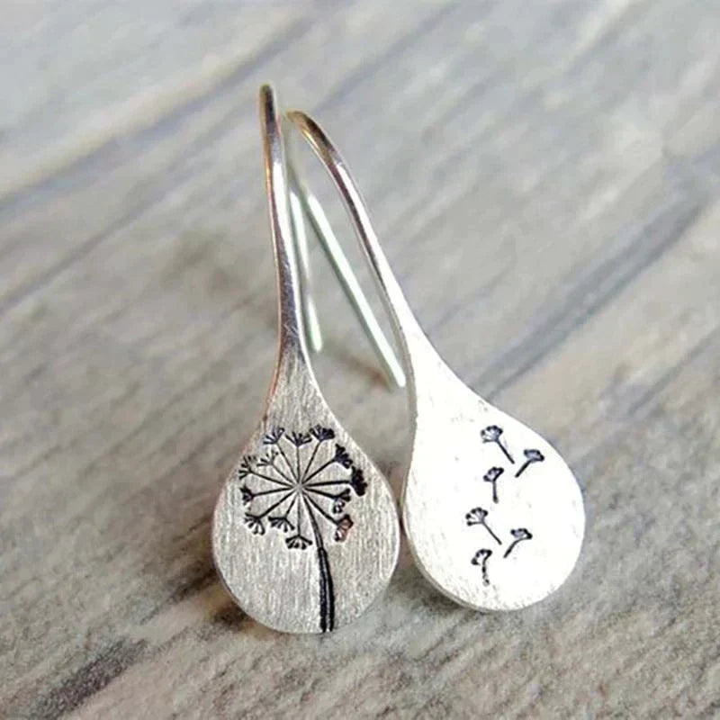 Aretes de Hoja de Diente de León en Plata Esterlina 925