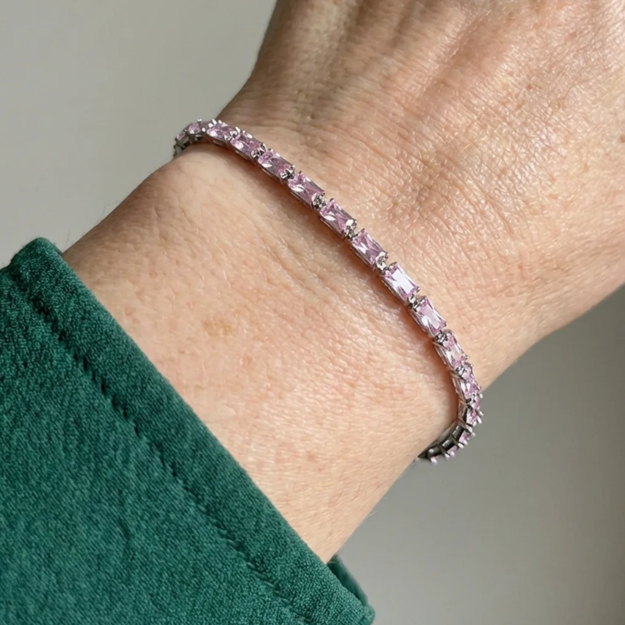 Pulsera de Tenis Prisma de Zafiro Rosa