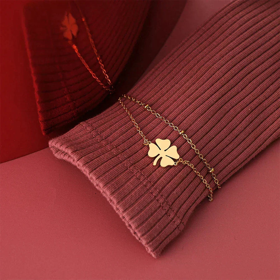 Pulsera de Trébol en Oro y Plata