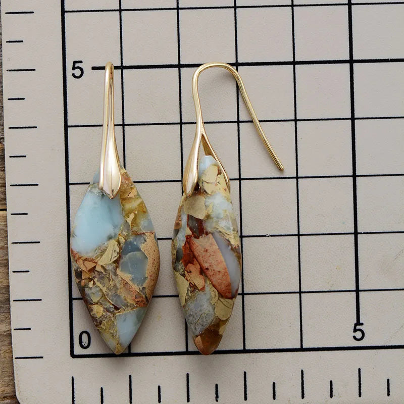 Aretes de Gota de Jaspe Terroso & Oro