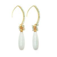 Aretes Colgantes Elegantes de Amazonita & Oro