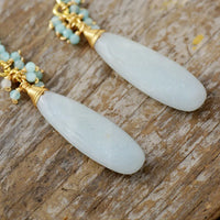 Aretes Colgantes Elegantes de Amazonita & Oro