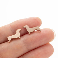 Aretes de Botón de Perro Salchicha