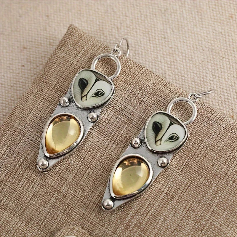 Aretes Colgantes de Búho Boho