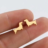 Aretes de Botón de Perro Salchicha