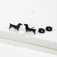 Aretes de Botón de Perro Salchicha