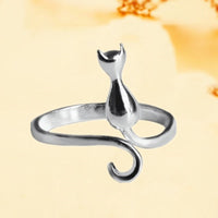 Anillo Ajustable de Gatito en Plata Esterlina 925