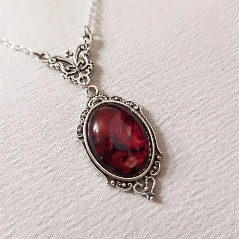 Collar con Dije de Plata & Cuarzo Rojo Vintage