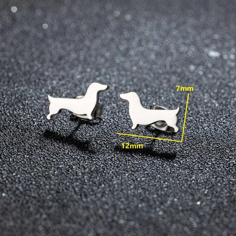 Aretes de Botón de Perro Salchicha