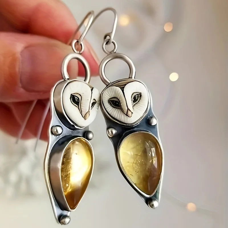Aretes Colgantes de Búho Boho