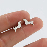 Aretes de Botón de Perro Salchicha