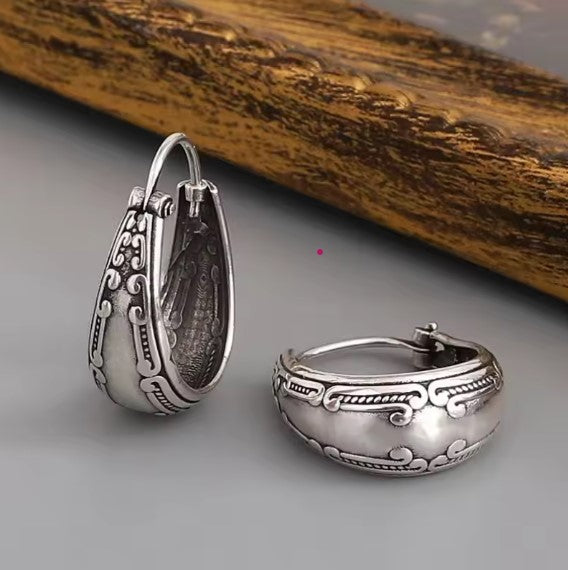 Aretes de Mandala en Plata Vintage